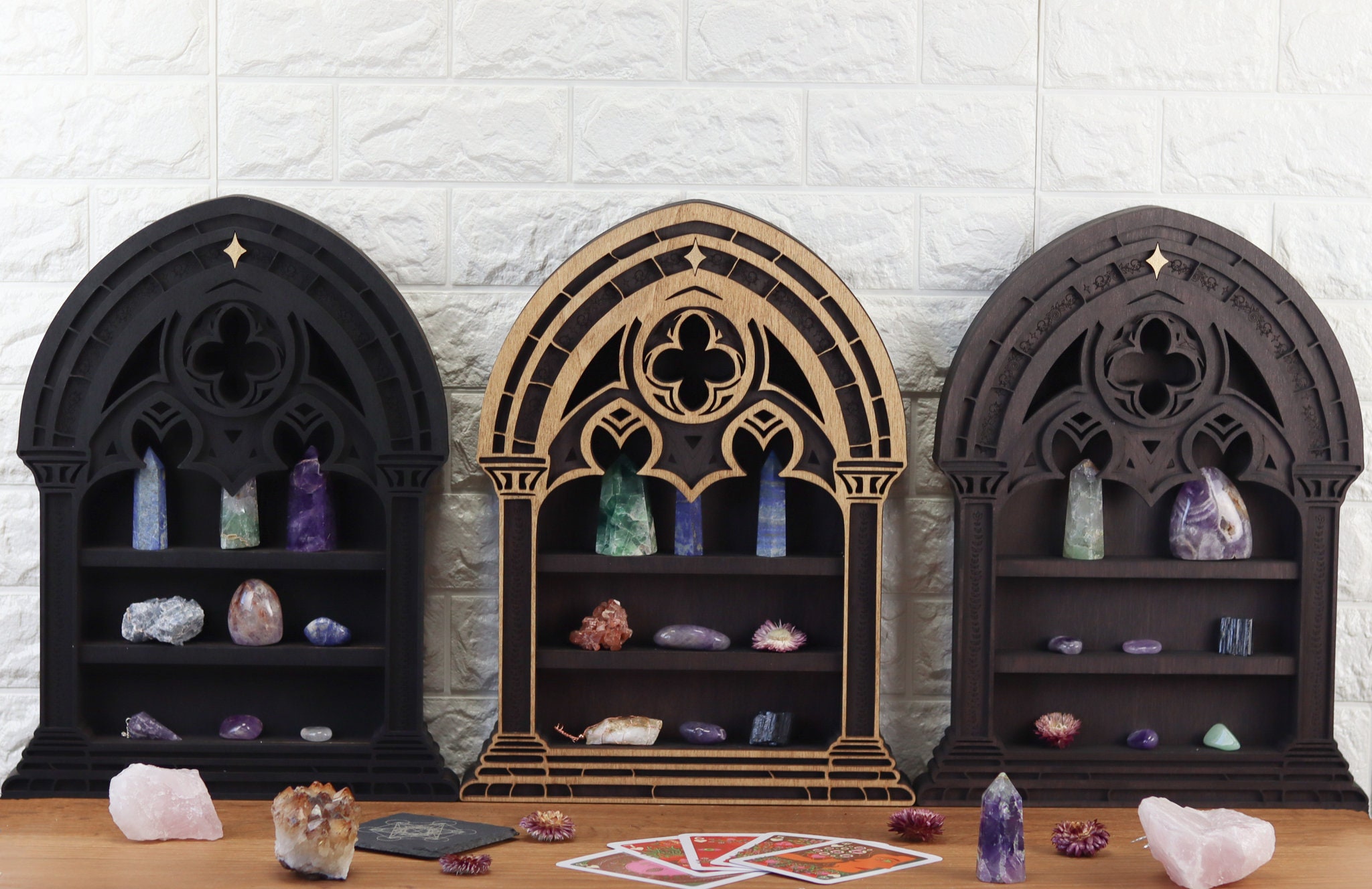 Coppermoon Gothic Arch Crystal Shelf- Goth Decor, Altar