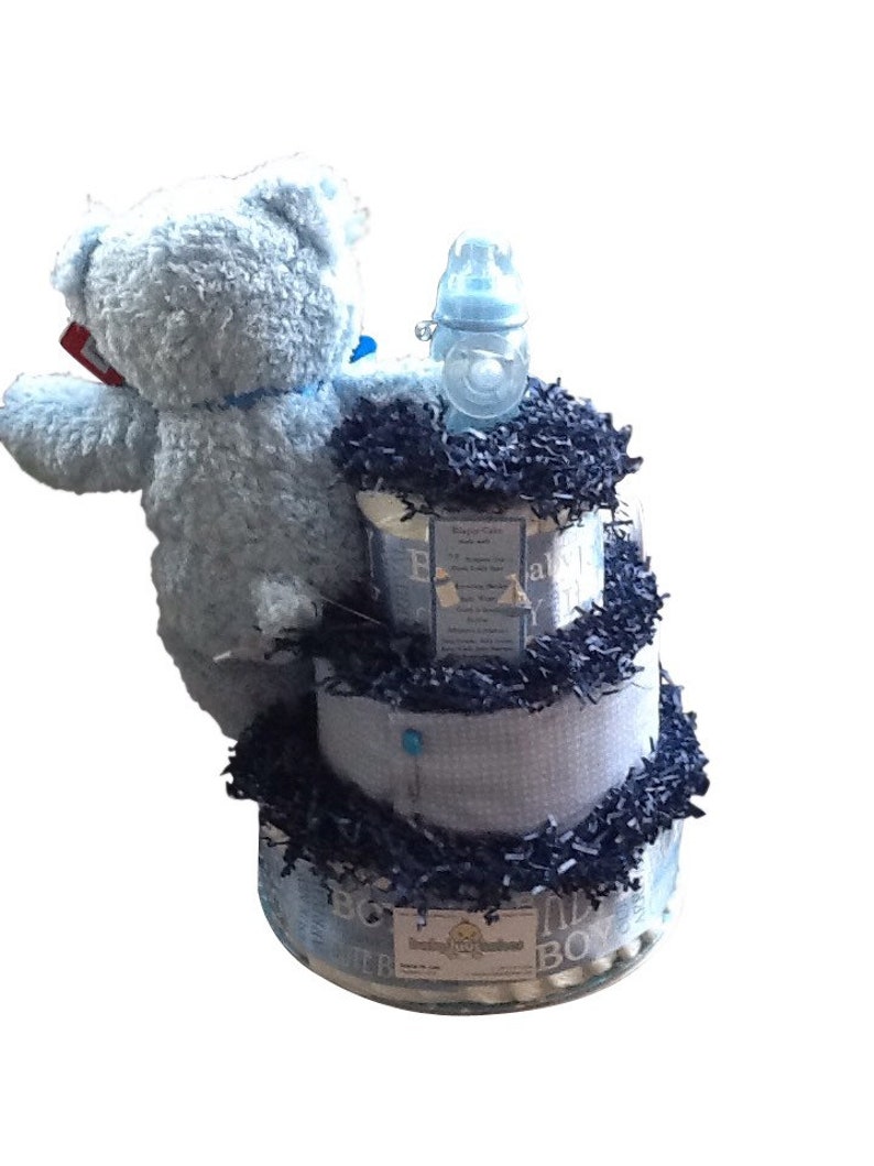 Blue Diaper Cake Three Tier Baby Shower Centerpiece Newborn Gift - Etsy