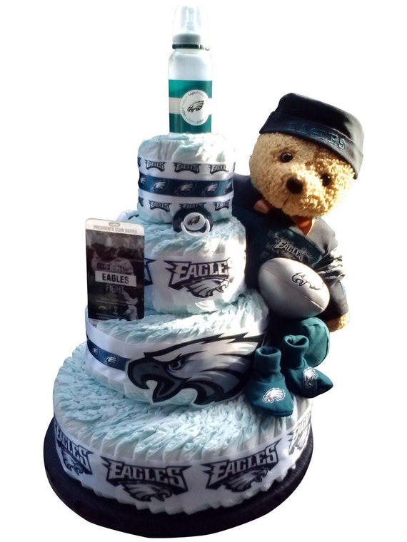 Eagles Diaper Cake Four Tier Boy's Baby Shower Centerpiece