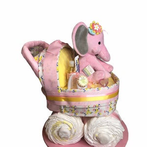 Pretty Pink Elephant Diaper Cake