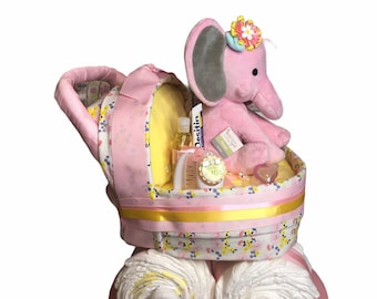 Pretty Pink Elephant Diaper Cake