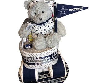 Dallas Cowboy’s Diaper Cake Girl’s Baby Shower Gift