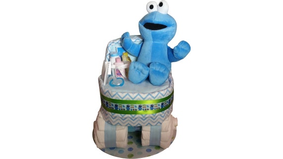 cookie monster diaper cake