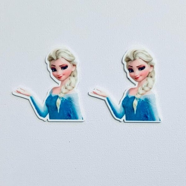 Frozen Elsa Planar Resin Set of 2 - Frozen Cabochon - Elsa Hair Bow Center - Queen Elsa Flat Back Resin-Elsa Planar Resin-Elsa Embellishment