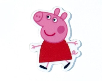 Peppa Pig Planar Resin Set of 2 - Red Peppa Pig Resin - Peppa Pig Hair Bow Center - Peppa Pig Flat Back Resin - WE COMBINE SHIPPING