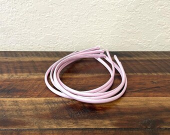 Light Pink Satin Covered Headbands 5 pcs, 7mm Headband Base for DIY, Narrow Hairbands for Bows, Resin Crafts, Blank Headbands Bulk.