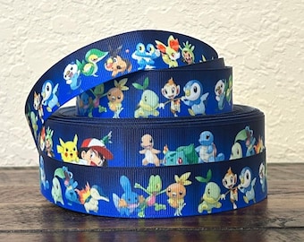 Character 1" Grosgrain Ribbon - Japanese Cartoon Ribbon - Ribbon by the Yard - Craft Bow Supplies