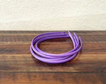 Lavender Satin Covered Headbands 5 pcs, 7mm Headband Base for DIY, Narrow Hairbands for Bows, Resin Crafts, Blank Headbands Bulk.