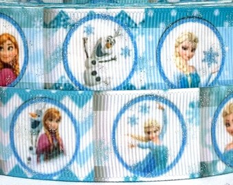 FROZEN ANNA ELSA /& OLAF COLOURFUL GROSGRAIN RIBBON 22mm wide 1 YARD Crafts