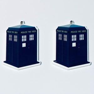 Dr Who Tardis Planar Resin Set of 2 - Dr Who Hair Bow Center - Dr Who Flat Back Resin - Dr Who Tardis Embellishment