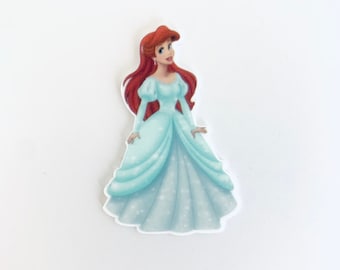 Princess Ariel Glitter Planar Resin Set of 2-Ariel Cabochon-Ariel Hair Bow Center-Princess Ariel Flat Back Resin-Ariel Glitter PlanarResin