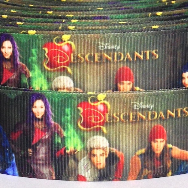 Descendants 1" Grosgrain Ribbon-Descendants Ribbon-Descendants Ribbon by the Yard-Disney Descendants Ribbon-WE COMBINE SHIPPING