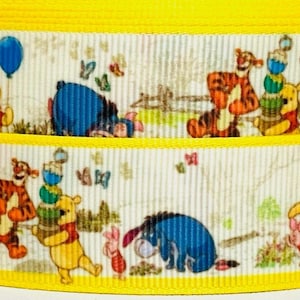 Winnie the Pooh 1&quot; Grosgrain Ribbon - Winnie the Pooh Ribbon - Winnie the Pooh Ribbon by the Yard- 1&quot; Pooh Bear Ribbon - WE COMBINE SHIPPING