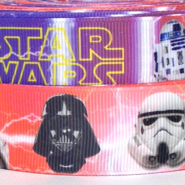 Star Wars 1" Grosgrain Ribbon - Star Wars Ribbon - Star Wars Ribbon by the Yard - Star Wars Grosgrain Ribbon - WE COMBINE SHIPPING