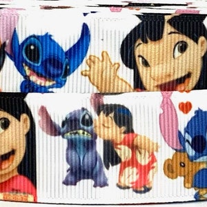 Lilo and Stitch 1&quot; Grosgrain Ribbon Lilo and Stitch Ribbon-Stitch Ribbon-Lilo Ribbon-Disney Lilo and Stitch Ribbon-WE COMBINE SHIPPING