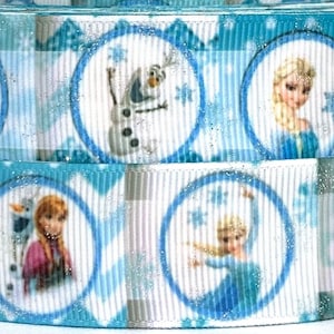 Frozen 1&quot;  Grosgrain Ribbon - Frozen Elsa and Anna Ribbon - Frozen Ribbon by the Yard - Frozen Ribbon - Elsa Ribbon - WE COMBINE SHIPPING