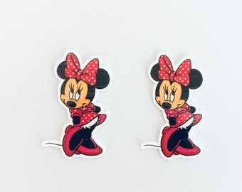 Minnie Mouse Planar Resin Set of 2 - Minnie Cabochon - Minnie Mouse Hair Bow Center - Minnie Mouse Flat Back Resin