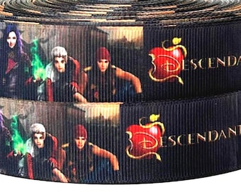 Descendants 1" Grosgrain Ribbon-Descendants Ribbon-Descendants Ribbon by the Yard-Disney Descendants Ribbon-WE COMBINE SHIPPING