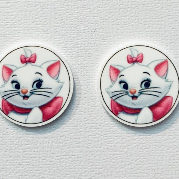 Marie Cat Planar Resin Set of 2 - Marie Cat Cabochon - Marie Cat Hair Bow Center - Marie Cat Flat Back Resin - Marie Cat Embellishment