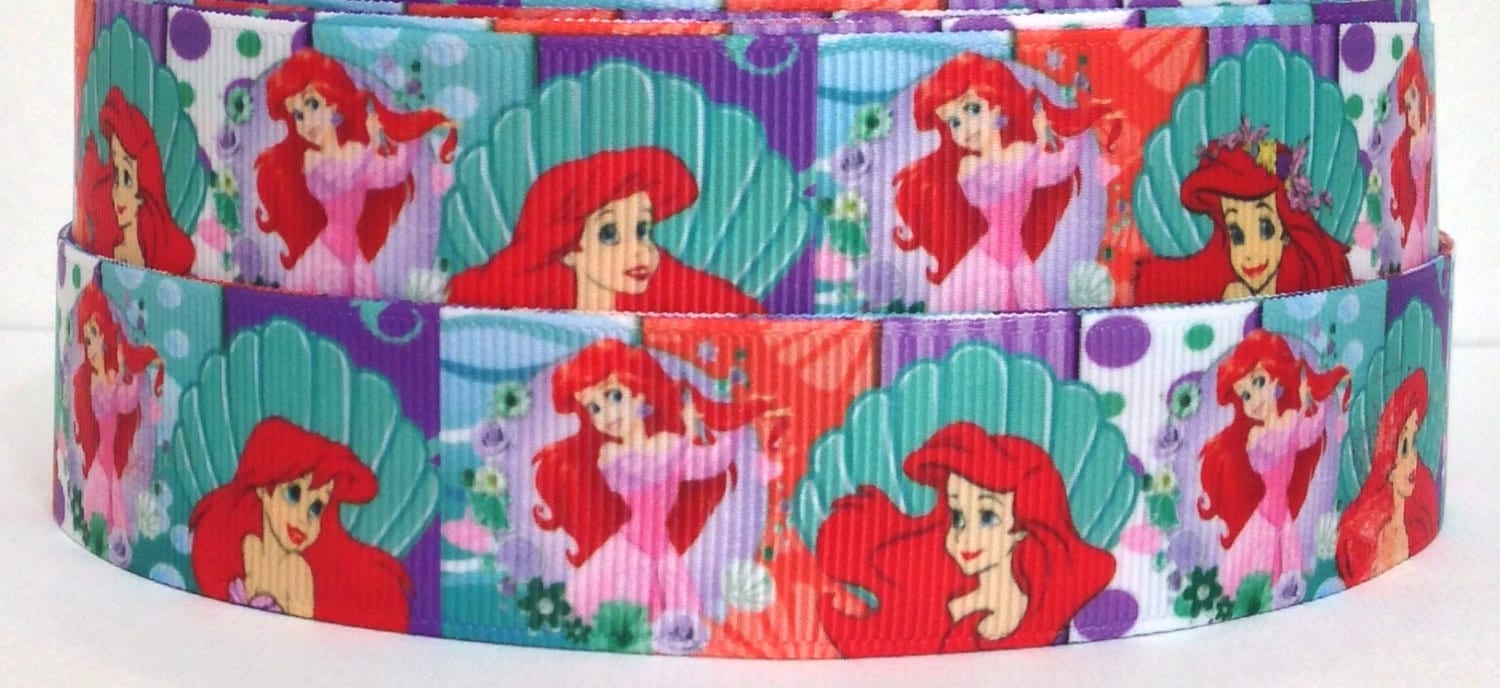 Ariel 1 Inch Grosgrain Ribbon-little Mermaid Princess Ribbon for Hair ...