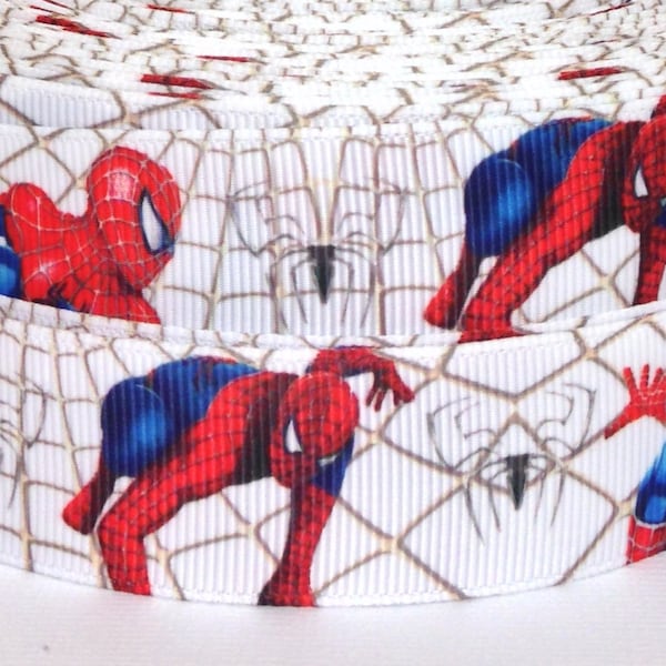 Spiderman 1" Grosgrain Ribbon-Super Hero Ribbon-Spiderman Ribbon by the Yard-Spiderman Grosgrain Ribbon-Spiderman Ribbon-WE COMBINE SHIPPING