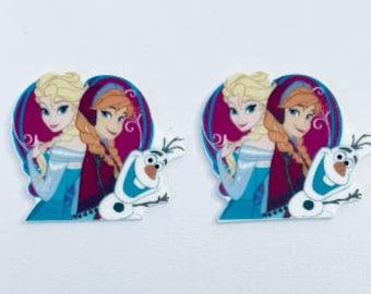 Frozen Elsa and Anna Planar Resin Set of 2 - Frozen Cabochon-Elsa and Anna Hair Bow Center-Frozen Flat Back Resin-Frozen Planar Resin-Frozen