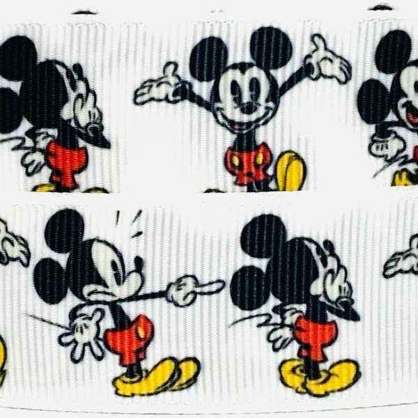 Mickey Mouse 1" Ribbon-Disney Mickey Mouse Ribbon-Mickey Ribbon by the Yard-Mickey Mouse Grosgrain Ribbon-Mickey Ribbon-WE COMBINE SHIPPING