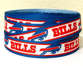 Buffalo Bills 1" Grosgrain Ribbon - Ribbon by the Yard - Football - Crafts Supplies