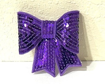 3" Purple Sequin Bow Embellishment-Sparkle Craft Bow-Headband Embellishment-DIY Hair Bow-Sewing & Craft Supply