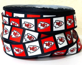 Kansas City Chiefs 1" Grosgrain Ribbon - Sports Ribbon - Football - WE COMBINE SHIPPING