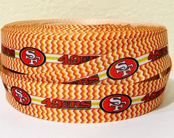 San Francisco 49ers 1" Grosgrain Ribbon - Ribbon by the Yard - Football - Sports Ribbon - WE COMBINE SHIPPING