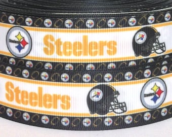 Pittsburgh Steelers 7/8" Grosgrain Ribbon-Football Ribbon-Sports Ribbon-Ribbon by the Yard