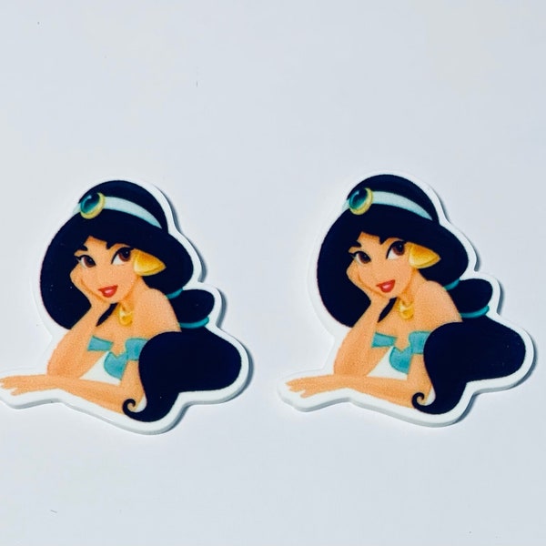 Princess Jasmine Planar Resin Set of 2 - Jasmine Cabochon - Jasmine Hair Bow Center - Princess Jasmine Flat Back Resin -Disney Jasmine Resin