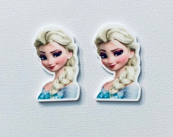 Frozen Elsa Planar Resin Set of 2 - Frozen Cabochon - Elsa Hair Bow Center - Queen Elsa Flat Back Resin-Elsa Planar Resin-Elsa Embellishment