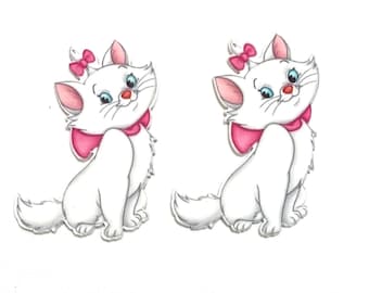 Marie Cat Planar Resin Set of 2 - Marie Cat Cabochon - Marie Cat Hair Bow Center - Marie Cat Flat Back Resin - Marie Cat Embellishment