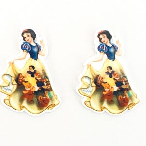 Snow White Planar Resin Set of 2-Snow White Cabochon-Hair Bow Center-Disney Flatback Resin