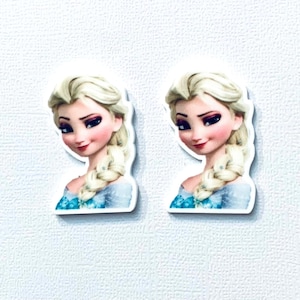 Frozen Elsa Planar Resin Set of 2-Frozen Cabochon-Elsa Hair Bow Center-Frozen Elsa Flat Back Resin-Elsa Planar Resin-WE COMBINE SHIPPING image 1