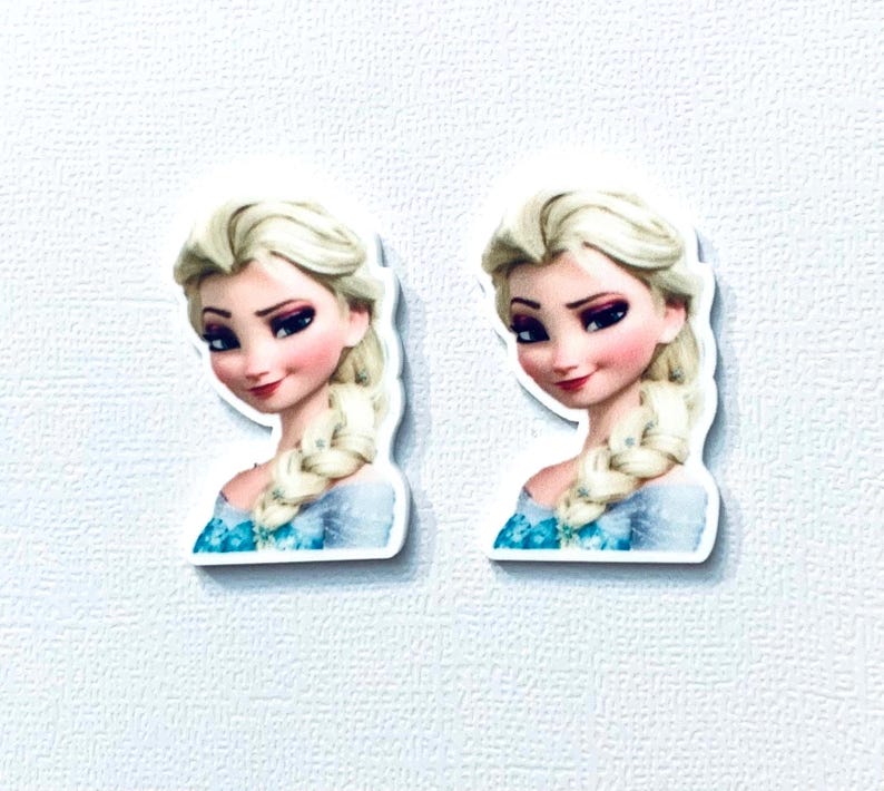 Frozen Elsa Planar Resin Set of 2-Frozen Cabochon-Elsa Hair Bow Center-Frozen Elsa Flat Back Resin-Elsa Planar Resin-WE COMBINE SHIPPING image 1