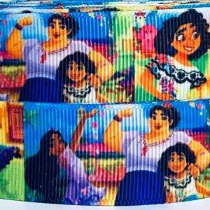 Encanto 1&quot; Grosgrain Ribbon-Disney Encanto Ribbon-Encanto Ribbon by the Yard-Mirabel Ribbon-WE COMBINE SHIPPING