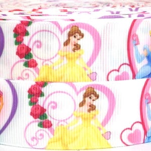 Disney Princesses 1&quot; Grosgrain Ribbon-Disney Princesses Ribbon-Princesses Ribbon by the Yard-Princesses Grosgrain Ribbon-WE COMBINE SHIPPING