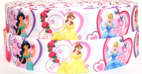 Disney Princess 1 inch Grosgrain Ribbon-Hair Bow Ribbon-Princess Craft Ribbon-Boutique Bow Supplies