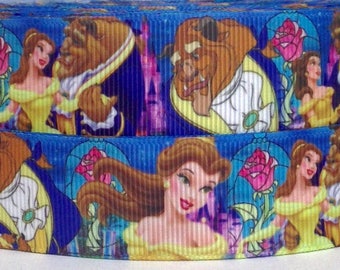 Beauty and the Beast 1" Grosgrain Ribbon-Disney Princess Bell-Princess Ribbon for Hair Bows-Boutique Bow Making Supply