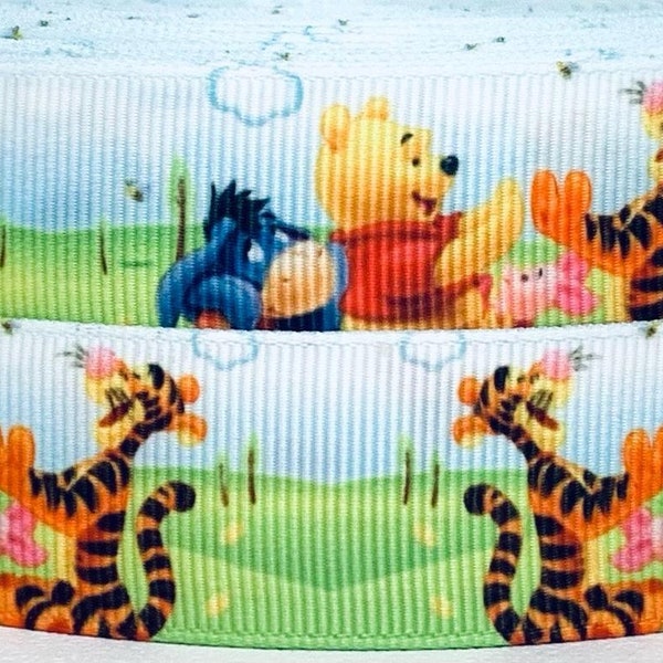 Winnie the Pooh 1" Grosgrain Ribbon - Winnie the Pooh Ribbon - Winnie the Pooh Ribbon by the Yard- 1" Pooh Bear Ribbon - WE COMBINE SHIPPING