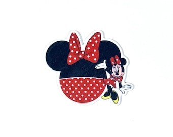 Minnie Mouse Planar Resin Set of 2 - Minnie Cabochon - Minnie Mouse Hair Bow Center - Minnie Mouse Flat Back Resin - WE COMBINE SHIPPING