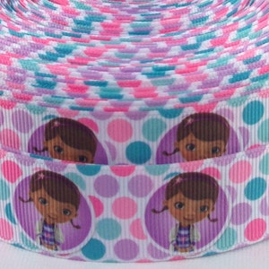 Doc McStuffins 1" Grosgrain Ribbon-Doc McStuffins Ribbon-Doc McStuffins Ribbon by the Yard-McStuffins Grosgrain Ribbon-WE COMBINE SHIPPING