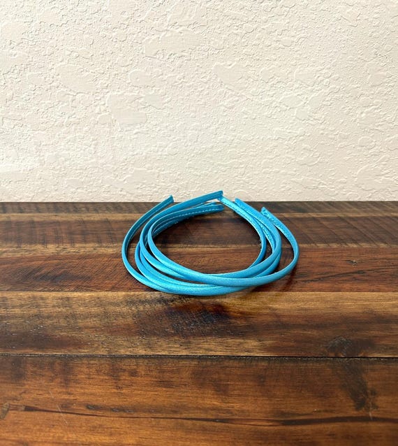 Turquoise Satin Covered Headbands 5 pcs, 7mm Headband Base for DIY, Narrow Hairbands for Bows, Resin Crafts, Blank Headbands Bulk.
