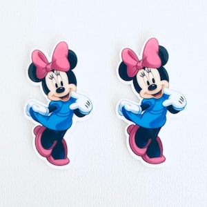 Minnie Mouse Planar Resin Set of 2 - Minnie Cabochon - Minnie Mouse Hair Bow Center - Minnie Mouse Flat Back Resin