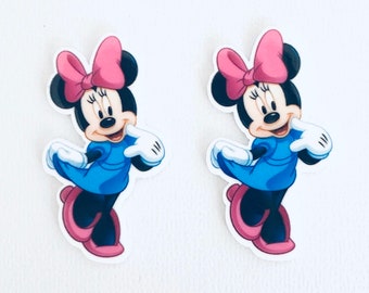 Minnie Mouse Planar Resin Set of 2 - Minnie Cabochon - Minnie Mouse Hair Bow Center - Minnie Mouse Flat Back Resin