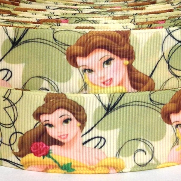 Princess Belle 1" Grosgrain Ribbon - Belle Ribbon - Belle Grosgrain Ribbon - Disney Belle Ribbon - Ribbon by the Yard - WE COMBINE SHIPPING