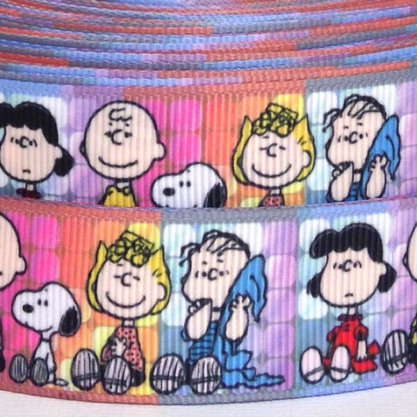 Peanuts Charlie Brown and Friends 1" Grosgrain Ribbon-Snoopy Ribbon-Peanuts Charlie Brown Ribbon-Charlie Brown Ribbon-WE COMBINE SHIPPING